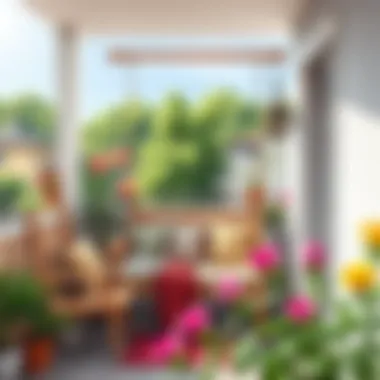 Well-organized balcony space ready for swing installation