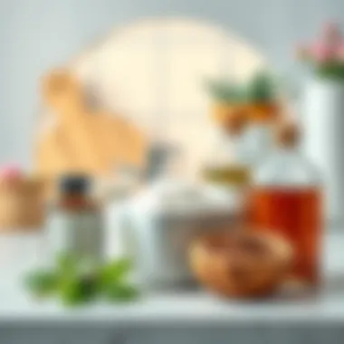 Natural ingredients for cleaning limescale on a countertop