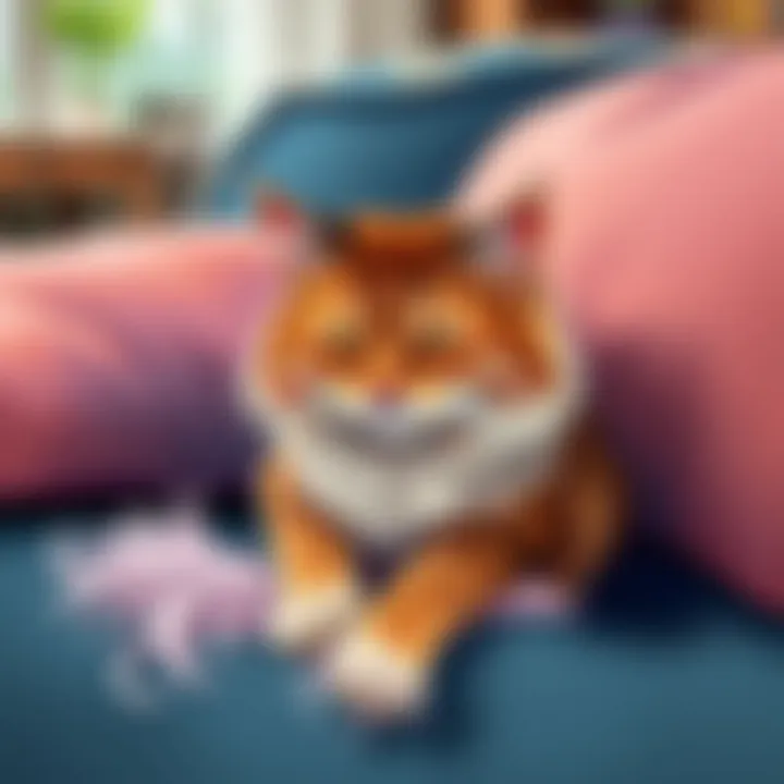 Understanding Cat Shedding Issues A cat shedding fur on a couch