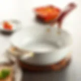 An elegant ceramic skillet showcasing its sleek design and finish