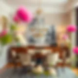 Elegant chandelier over a dining table