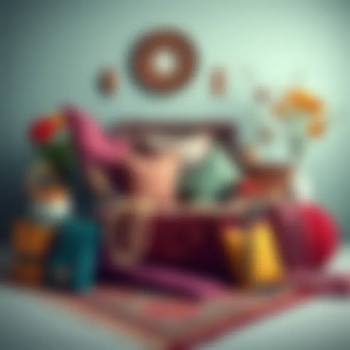 An aesthetically arranged trousseau, harmonizing colors and patterns.