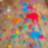 Vivid paint splatters on a wooden surface showcasing a cleaning challenge