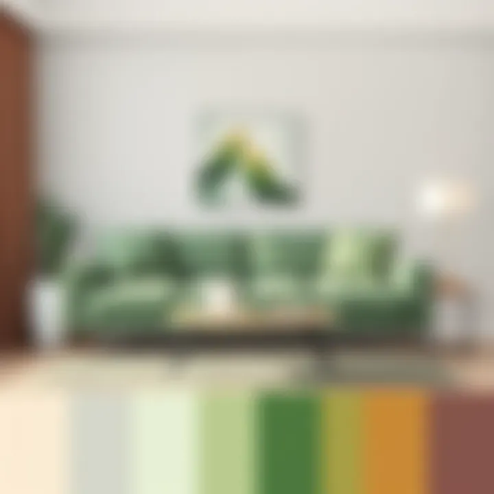 Creative Design Palette for Gray-Green Sofas A creative design palette displaying complementary colors to enhance gray-green sofa choices.