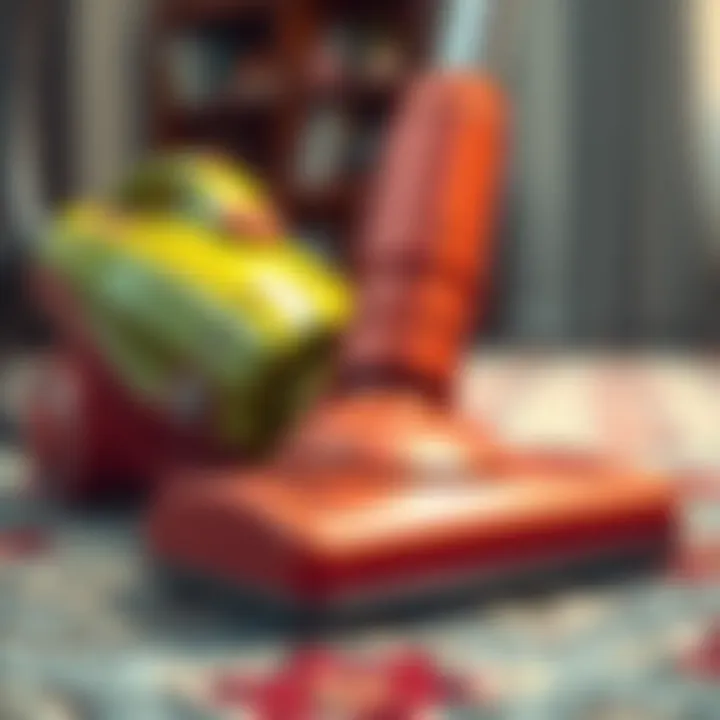 Vacuum Cleaner in Action Close-up of a vacuum cleaner in action on a carpet