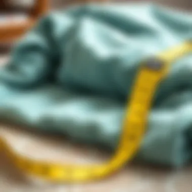 Measuring a Double Blanket A measuring tape next to a double blanket