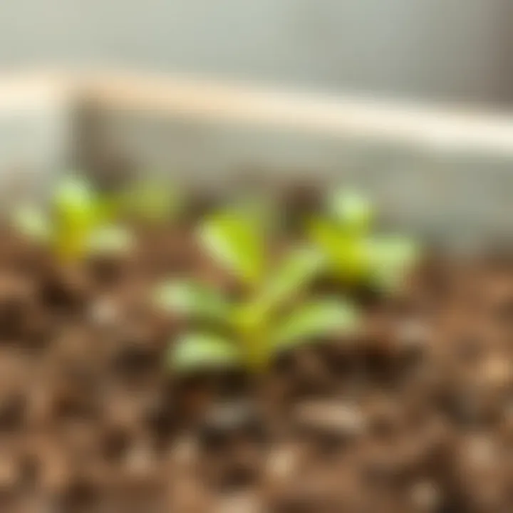 Close-up of soil preparation for planting.