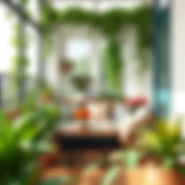 Cozy Greenery on Enclosed Balcony Cozy seating area on an enclosed balcony with greenery