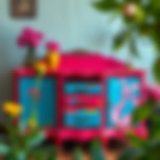 Vibrant colors on a vintage furniture piece