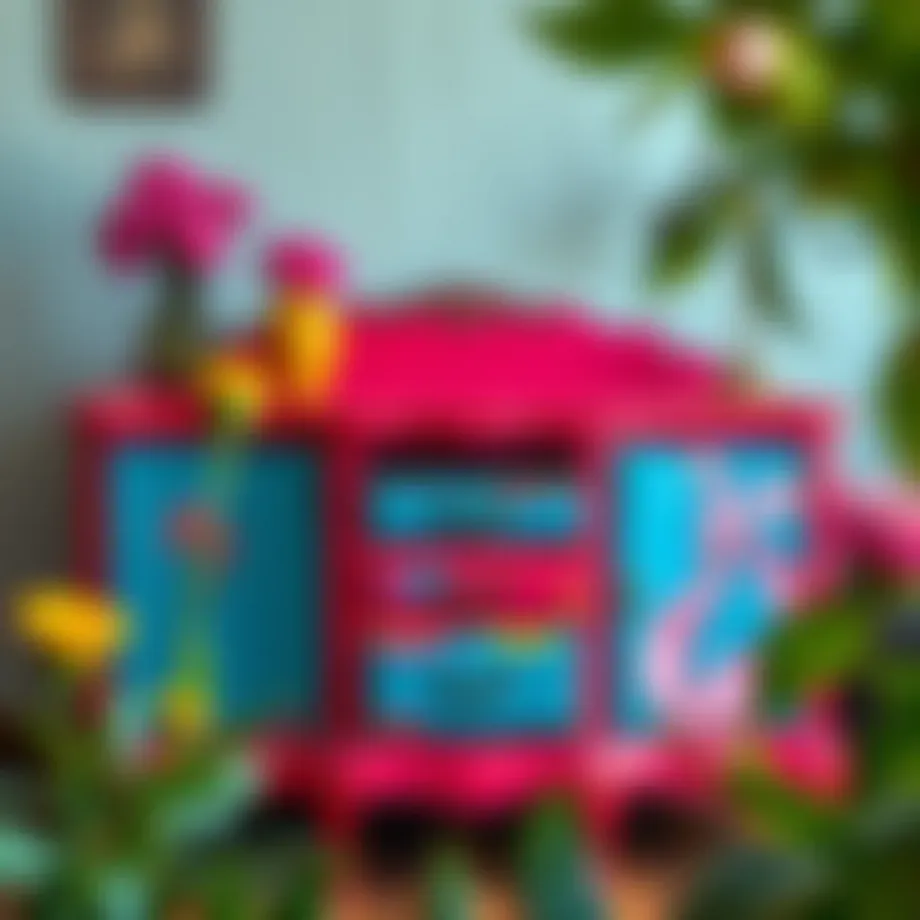 Vibrant colors on a vintage furniture piece