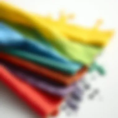 Different types of paint on fabric samples