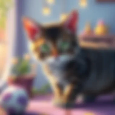 A cat exploring its new environment with curiosity