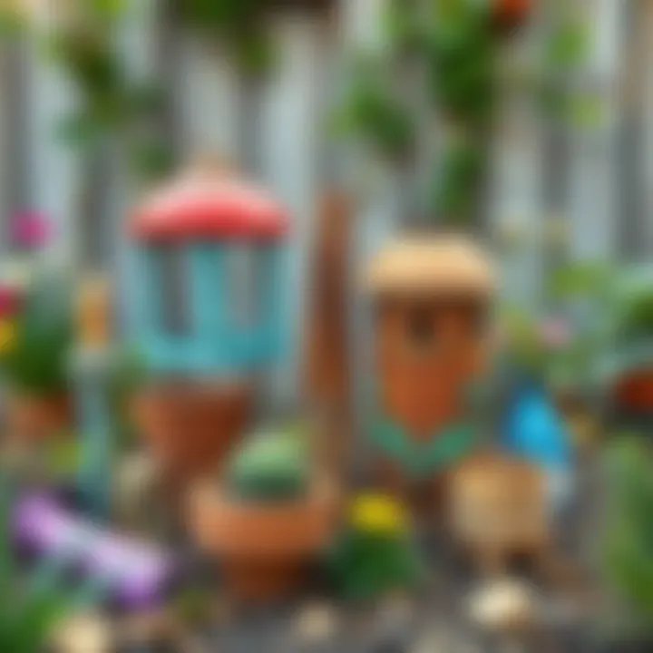 Creative garden decorations made from reclaimed items