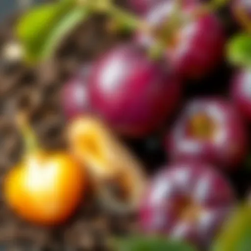 Germination process of plum seeds in soil