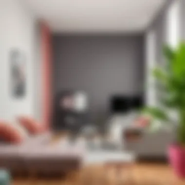 Contemporary space showcasing gray and complementary colors