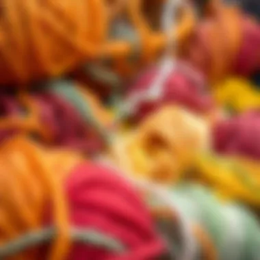 Colorful Yarn and Materials A variety of colorful yarns and materials for basket making