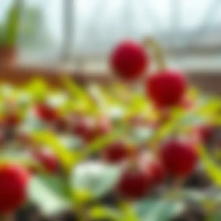 Healthy plum seedlings thriving in sunlight