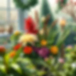 A beautifully arranged winter garden with various plants