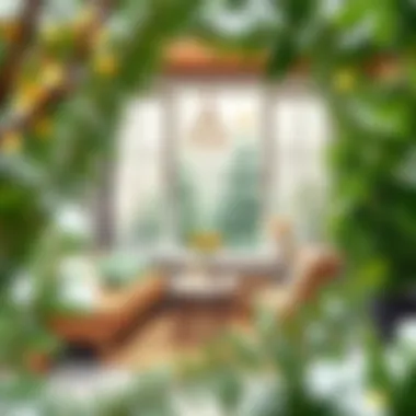 Cozy Nook in a Winter Retreat Cozy seating area in a winter garden surrounded by greenery