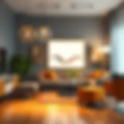 Innovative LED light arrangement in a modern living room