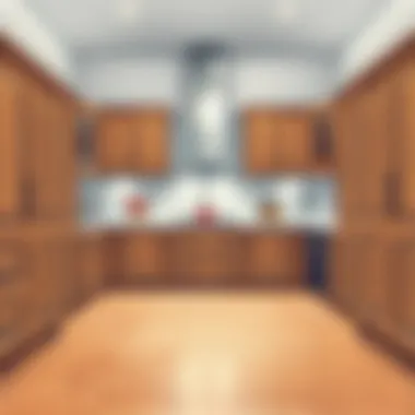 Completed flooring beneath kitchen cabinets