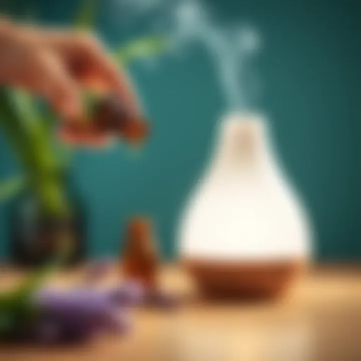 Natural essential oils being added to a diffuser to freshen up the environment