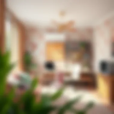 Home office showcasing innovative wallpaper choices