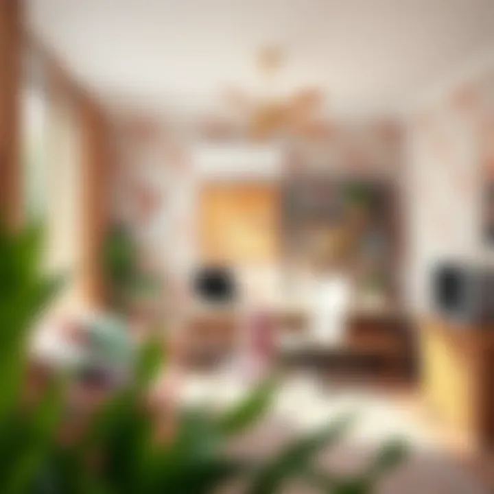 Home office showcasing innovative wallpaper choices