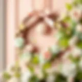 Charming door wreath for newborns adorned with pastel colors and playful motifs.