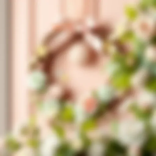 Charming Newborn Door Wreath Charming door wreath for newborns adorned with pastel colors and playful motifs.