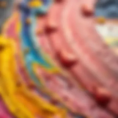 Close-up of oil paint textures and colors