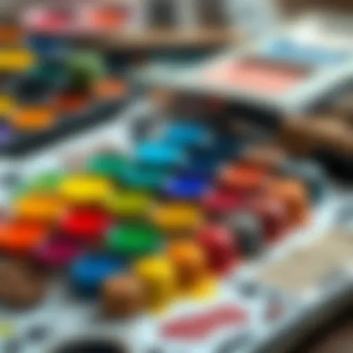 Various types of oil paints displayed on a palette