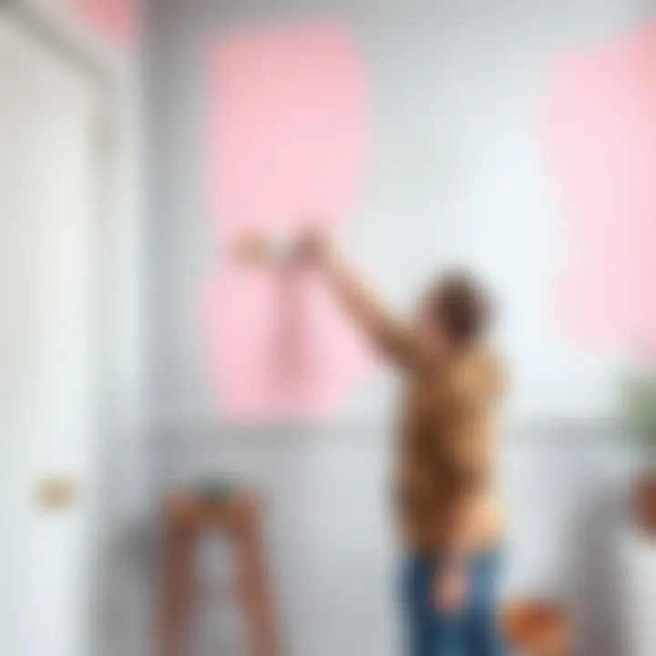Person painting a wall with soft hues
