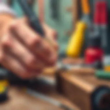 An artist using precision tools for a detailed project.