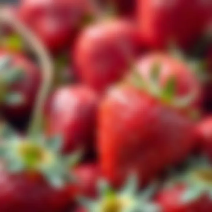 Close-up of ripe strawberries ready for harvesting