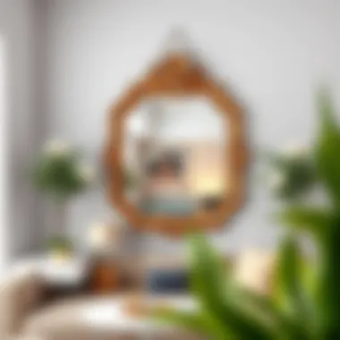 Elegant wall-mounted mirror reflecting stylish living room decor