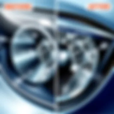 Headlight Cleaning Results Before and after comparison of a cleaned headlight