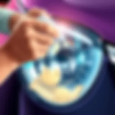 Applying Cleaning Solution to Headlight A person applying a cleaning solution on a car headlight