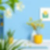 A vibrant yellow hue complemented by shades of blue and green