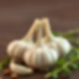 Fresh garlic cloves neatly arranged