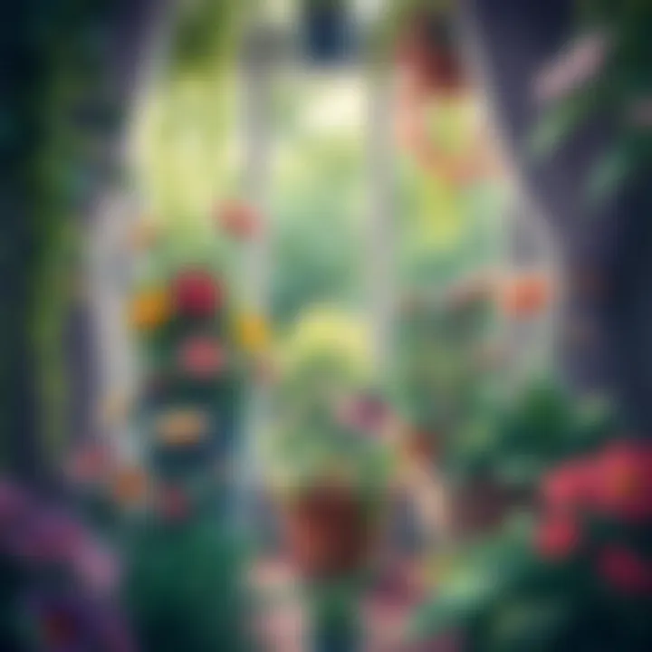 A serene indoor garden with various flowers