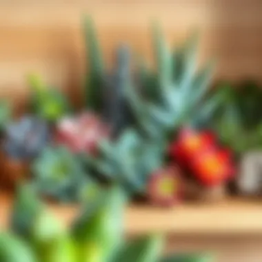 Aesthetic Succulent Display Aesthetic arrangement of succulents on a wooden shelf