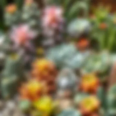 Diverse succulent varieties in a garden setting