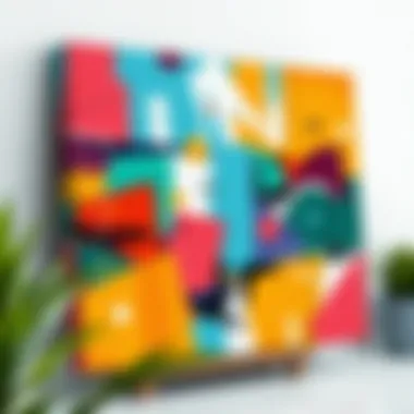 An abstract canvas showcasing vibrant colors and geometric shapes