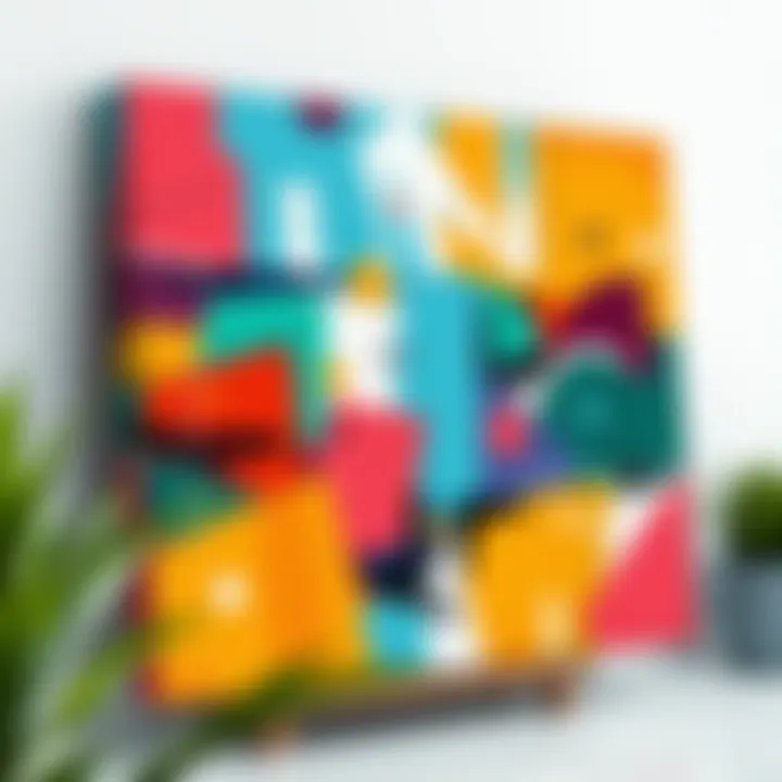 An abstract canvas showcasing vibrant colors and geometric shapes