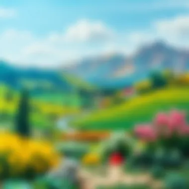 A serene landscape painting illustrating the use of natural colors