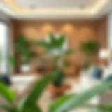 Elegant indoor plant arrangement in a modern living room