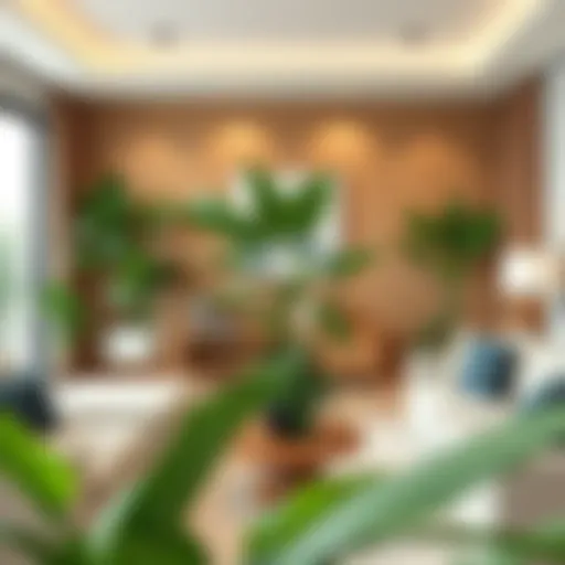 Elegant indoor plant arrangement in a modern living room