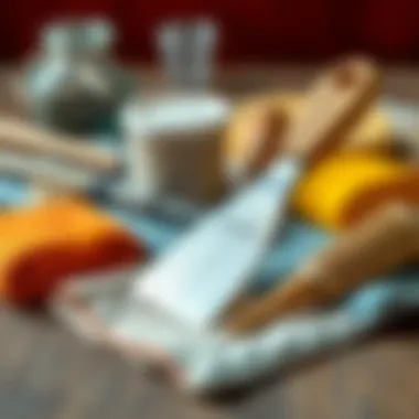 Tools for removing adhesive paper, including scraper and cloth