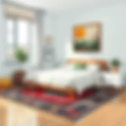 Cozy bedroom with a beautifully laid rug